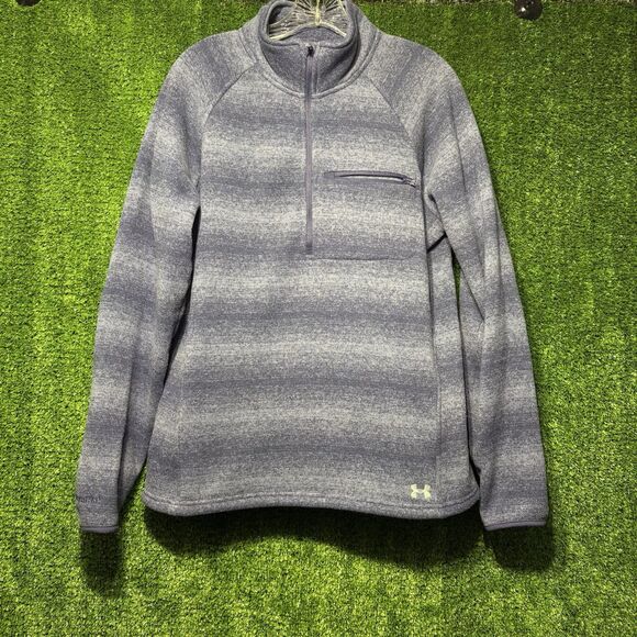 Mens Under Armour Half Zip Pullover Long Sleeve Sweater Mens Size Large Blue - Picture 1 of 7